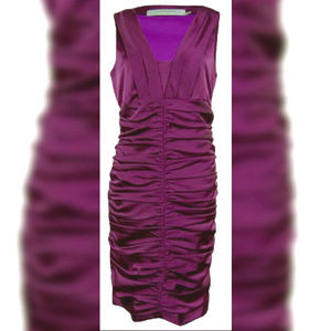 Marc New York Women Purple Satin Ruched Dress Sz 0